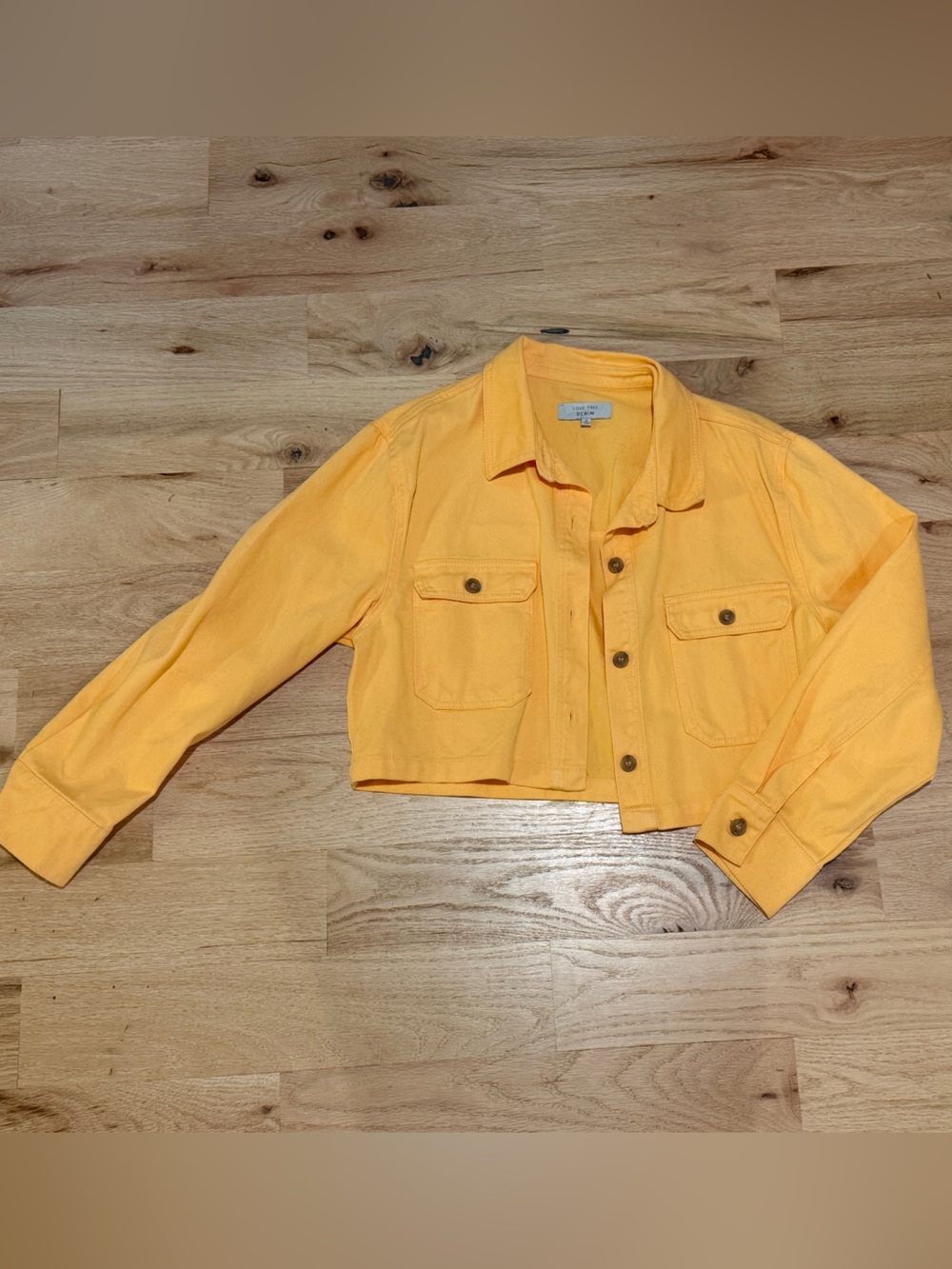 Love Tree Yellow Denim Cropped Jacket